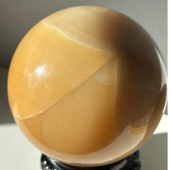 Massive 4" Orange Calcite Sphere – 7+ Pounds of Natural Beauty - Picture 3 of 8